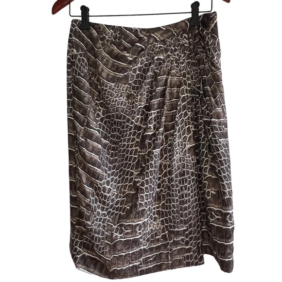 Riani silk reptile print a-line skirt gathered at hip Sz 10 excellent condition - Picture 1 of 10